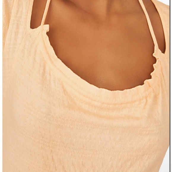 FREE PEOPLE NWT VIVI OPEN BACK YELLOW/PEACH STRETCH DRESS MEDIUM - Picture 6 of 6